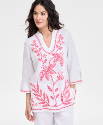 Charter Club - Women's 100% Linen 3/4-Sleeve Tunic Top