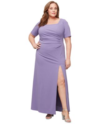 Alex Evenings - Plus Size Scuba Crepe Square-Neck Gown