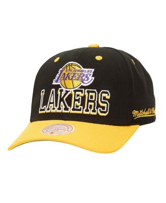 Mitchell & Ness - Men's Black/Gold Los Angeles Lakers Backside Script 2-Tone Pro Crown Adjustable Hat