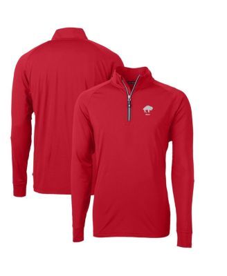Cutter & Buck - Men's Red Buffalo Bills Adapt Eco Knit Stretch Quarter-Zip Throwback Pullover Top