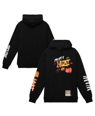 Mitchell & Ness - Men's Black Miami Heat Hardwood Classics Slap Sticker Pullover Hoodie