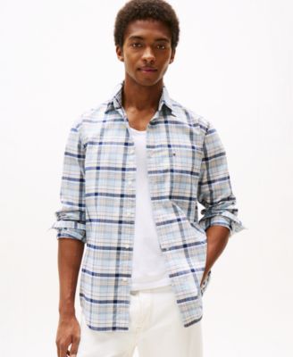 Tommy Hilfiger - Men's Relaxed Fit Long Sleeve Multi Check Button-Down Oxford Shirt