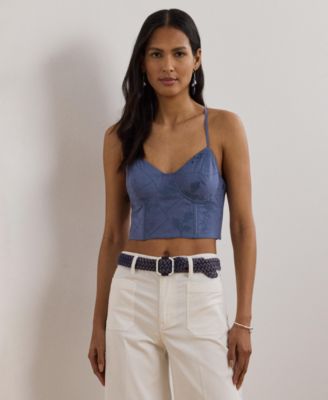 Lauren Ralph Lauren - Women's Floral-Embroidered Voile Cropped Bustier