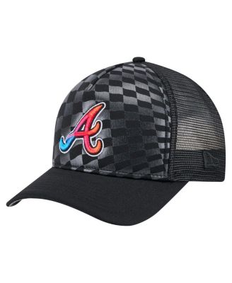 New Era - Men's Black Atlanta Braves Gradient 9FORTY A-Frame M-crown Trucker Adjustable Hat