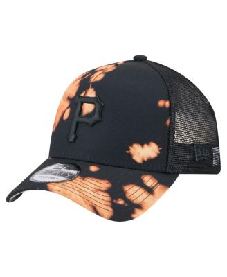 New Era - Men's&nbsp;Black Pittsburgh Pirates Bleached A-Frame 9FORTY Adjustable Hat