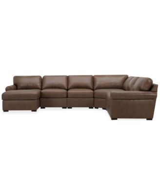 Furniture - Radley Roll Arm 145" 6-Pc. Leather Wedge Corner Chaise Sectional