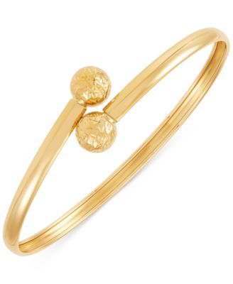 Macy's - Textured Bead Polished Bypass Bangle Bracelet in 10k Gold