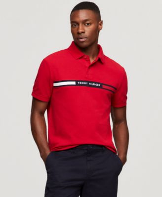 Tommy Hilfiger - Men's Short Sleeve Embroidered Chest Stripe Polo Shirt