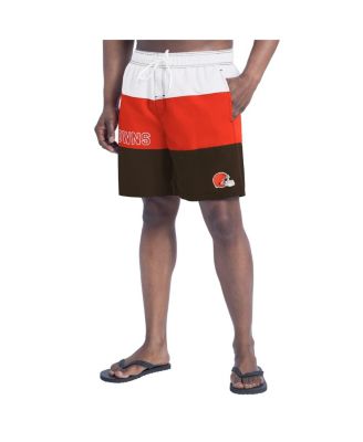 G-III Sports by Carl Banks - Men's Brown/Orange Cleveland Browns Sunrise Volley Swim Shorts