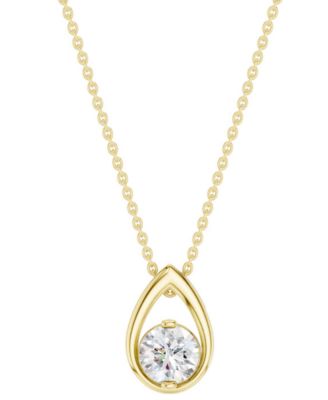 Macy's - Diamond Tear-Shape Pendant Necklace (1/6 ct. t.w.) in 14k Yellow Gold, 16" + 2" extender