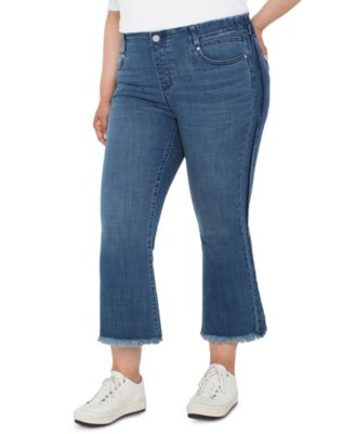 Liverpool Los Angeles - Plus Size Gia Glider Frayed-Hem Cropped Flare Jeans