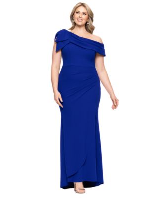 XSCAPE - Plus Size One-Shoulder Bow-Detail Evening Gown