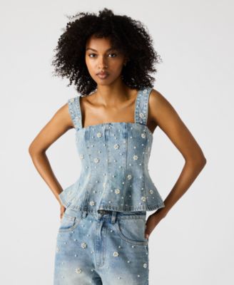 Steve Madden - Women's Fiorella Denim Peplum Top
