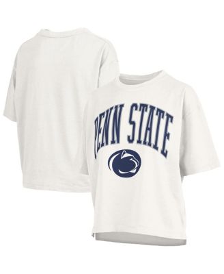Pressbox - Women's White Penn State Nittany Lions Nelson Arch Over Logo Waist Length Oversized Slub T-Shirt