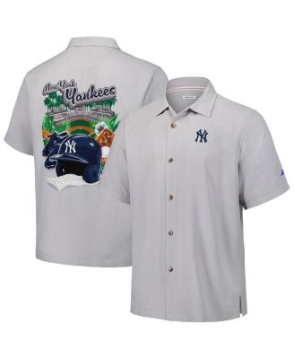 Tommy Bahama - Men's Gray New York Yankees Hit and Run Silk Camp Button-Up Shirt