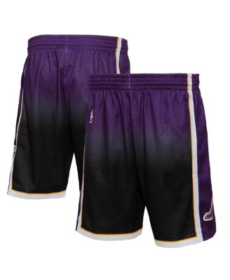 Mitchell & Ness - Men's Purple/Black Los Angeles Lakers 2009/10 Hardwood Classics Fadeaway Reload 3.0 Swingman Shorts
