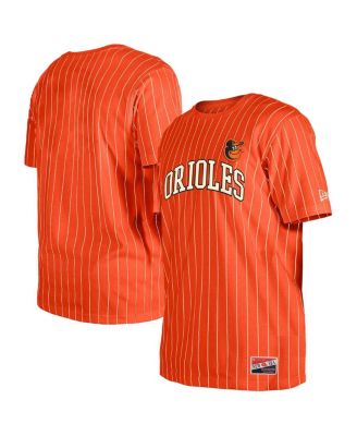 New Era - Men's Orange Baltimore Orioles Throwback Pinstripe T-Shirt