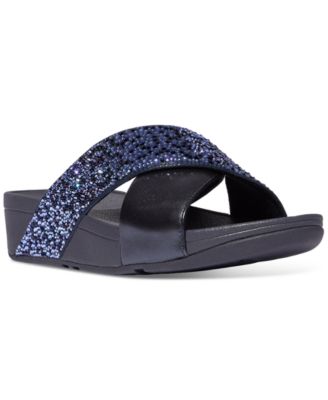 FitFlop - Women's Lulu Embellished Metallic Crisscross Slide Sandals