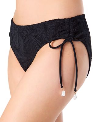 CeCe - Women's La Vie A La Mer Side-Shirred Textured Bikini Bottoms