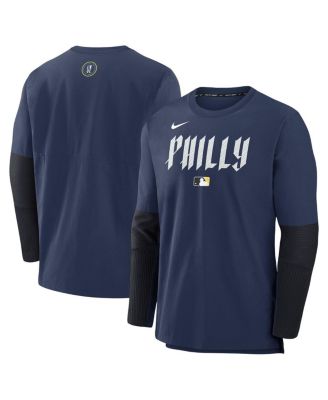 Nike - Men's Navy Philadelphia Phillies Authentic Collection City Connect Lightweight Player Tri-Blend Performance Long Sleeve T-Shirt