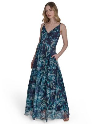 Eliza J - Women's Embroidered Sequined Sleeveless Ball Gown