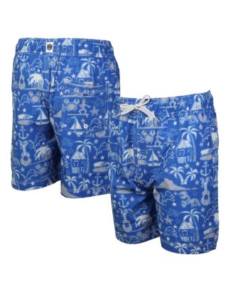 Wes & Willy - Big Boys and Girls Blue Detroit Lions Luau Swim Trunks