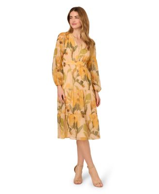Adrianna Papell - Women's Printed Organza Midi Dress