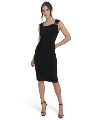 Jessica Howard - Petite Sleeveless Asymmetric Sheath Dress