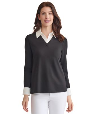 Jones New York - Women's Serenity Knit Layered-Look Top