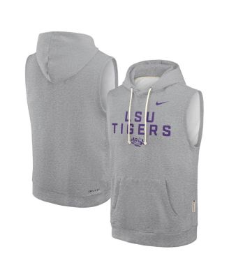 Nike - Men's Heather Gray LSU Tigers 2025 Sideline Performance Sleeveless Pullover Hoodie