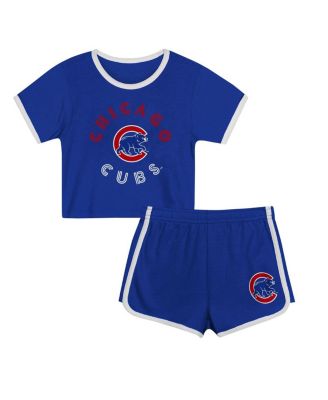 Outerstuff - Girls Preschool 2-Pieces Royal Chicago Cubs Double Run T-Shirt and Shorts Set