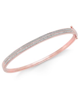 Macy's - Diamond Pav&eacute; Bangle Bracelet (1/4 ct. tw.) in 14k Gold Over Sterling Silver