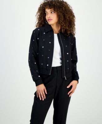 I.N.C. International Concepts - Petite Studded Zip-Front Jacket