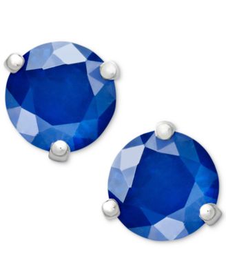 Macy's - 14k White Gold Earrings, Sapphire Stud (1-1/10 ct. t.w.)