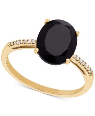 Macy's - Onyx (10 x 8mm) & Diamond Accent Ring in 14k Gold