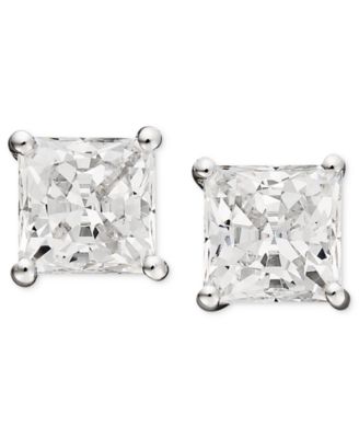 Arabella - 14k White Gold Earrings, Cubic Zirconia Princess Cut Stud Earrings (2-3/4 ct. t.w.)