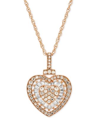 Macy's - Diamond Heart 18" Pendant Necklace (1/2 ct. t.w.) in 14k White Gold (Also Available in Rose Gold