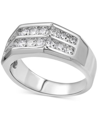 Macy's - Men's Diamond Double Row Ring (1 ct. t.w.) in 10k White Gold or 10k Yellow Gold