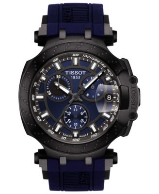 Tissot - Men's Swiss Chronograph T-Sport T-Race Black Silicone Strap Watch 47.6mm