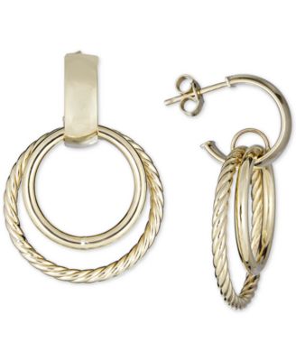Italian Gold - Circular Drop Earrings in 14k Gold