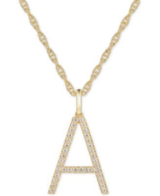 Macy's - Diamond Initial 18" Pendant Necklace (1/6-1/3 ct. t.w.) in 14k Gold