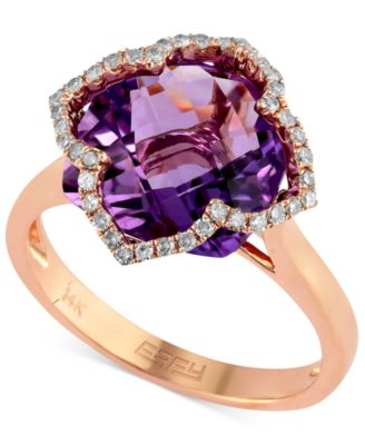 EFFY Collection - Amethyst (5-3/4 ct. t.w.) and Diamond (1/5 ct. t.w.) Clover Ring in 14k Rose Gold