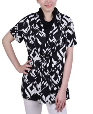 NY Collection - Petite Printed Adjustable Face-Covering Top