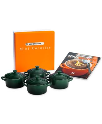 Le Creuset - Set of 4 Mini Round Stoneware Cocottes with Recipe Booklet