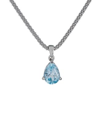 Macy's - Sky Blue Topaz Pear Pendant Necklace (2-1/2 ct. t.w.) in Sterling Silver, 17" + 1-1/5" extender