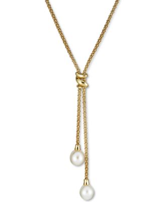 Macy's - Cultured Freshwater Pearl (7mm) Lariat Necklace in 14k Gold-Plated Sterling Silver, 17" + 1" extender