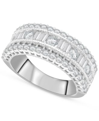 Macy's - Diamond Round & Baguette Band (1-1/2 ct. t.w.) in 14k White Gold