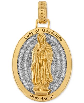 Esquire Men's Jewelry - Cubic Zirconia Our Lady of Guadalupe Amulet Pendant in Sterling Silver & 14k Gold-Plate