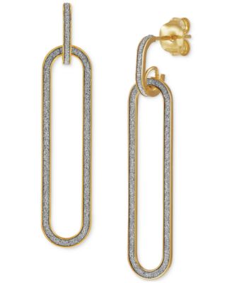 Macy's - Glitter Paperclip Doorknocker Drop Earrings in 10k Gold