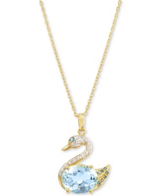 Macy's - Multi-Topaz Swan 18" Pendant Necklace (4-1/4 ct. t.w.) in 14k Gold-Plated Sterling Silver